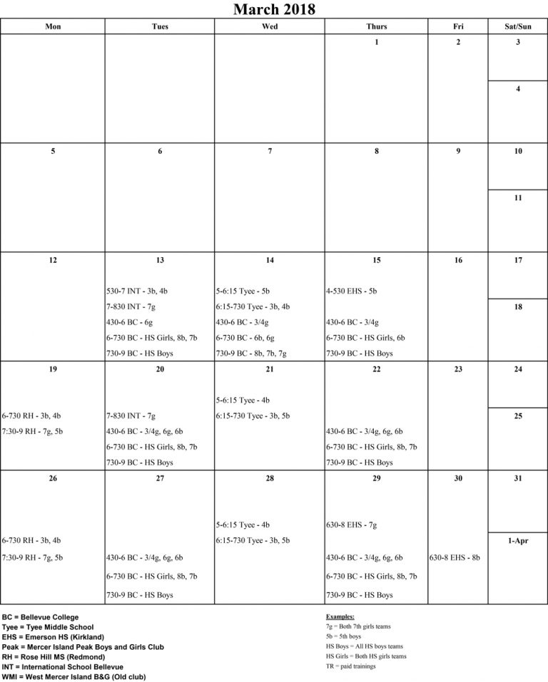 March-2018-Practice-Schedule - Friends of Hoop Seattle